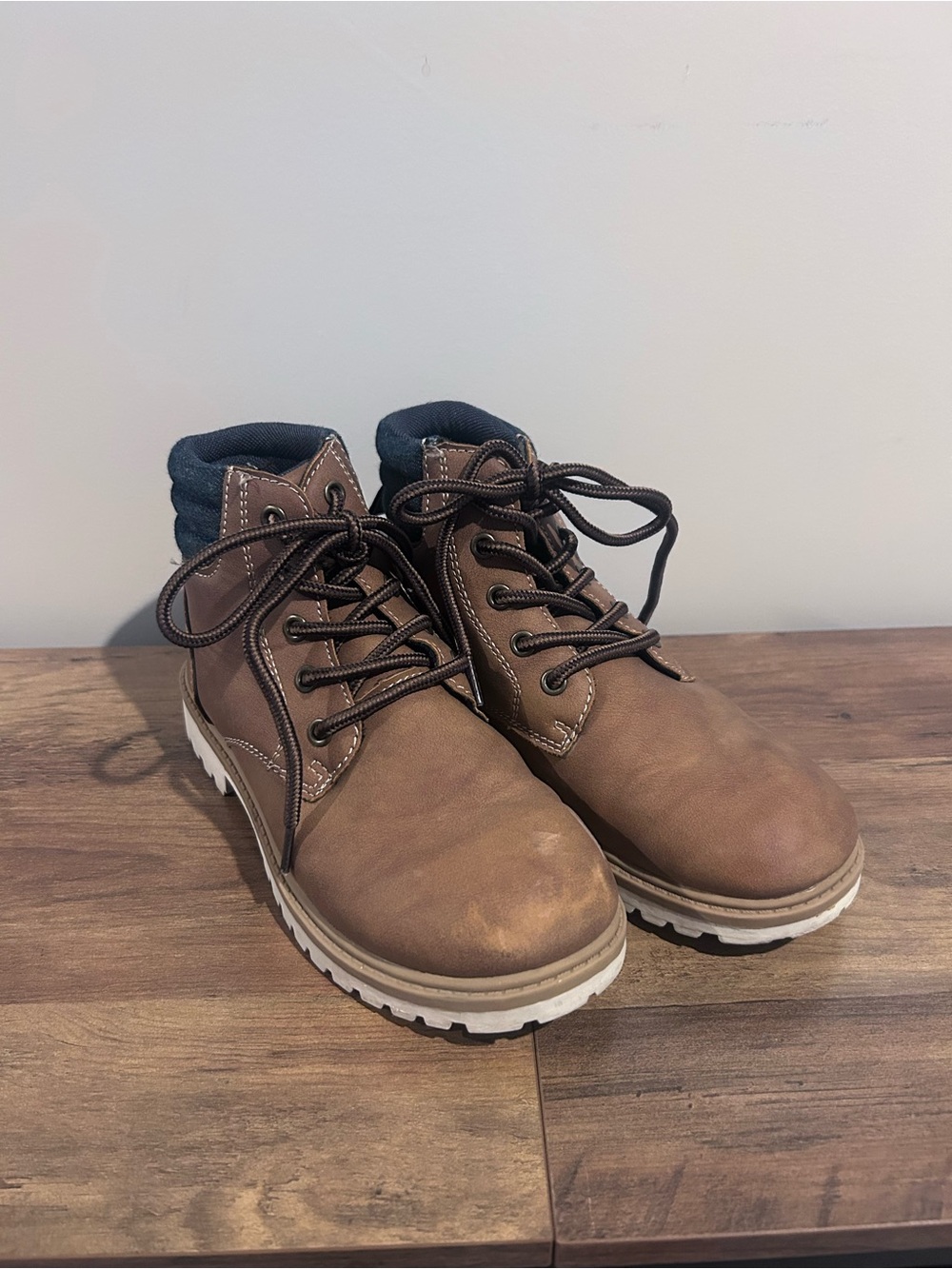 Kid's Brown Lace-Up Work Boots